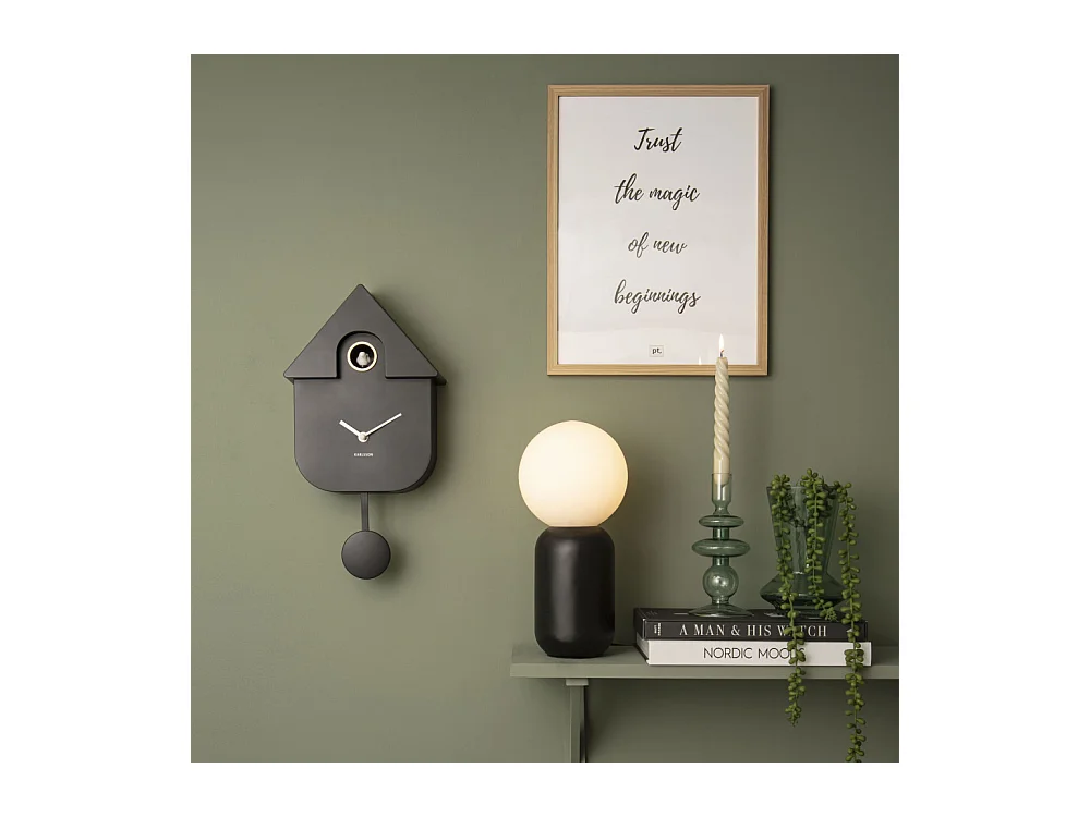 Horloge Coucou moderne H40cm Noir  Present Time