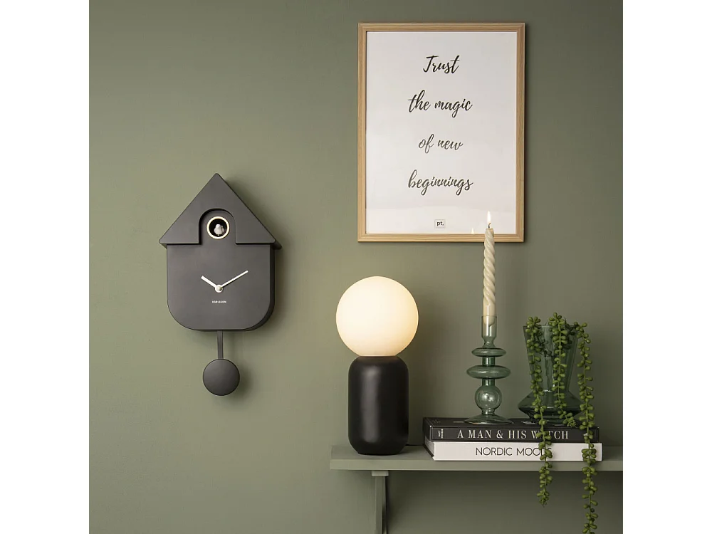 Wandklok Modern Cuckoo - Zwart