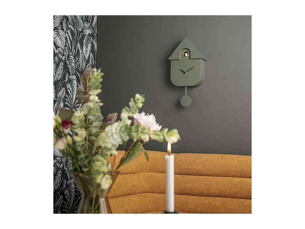 Horloge Coucou moderne H40cm Vert  Present Time