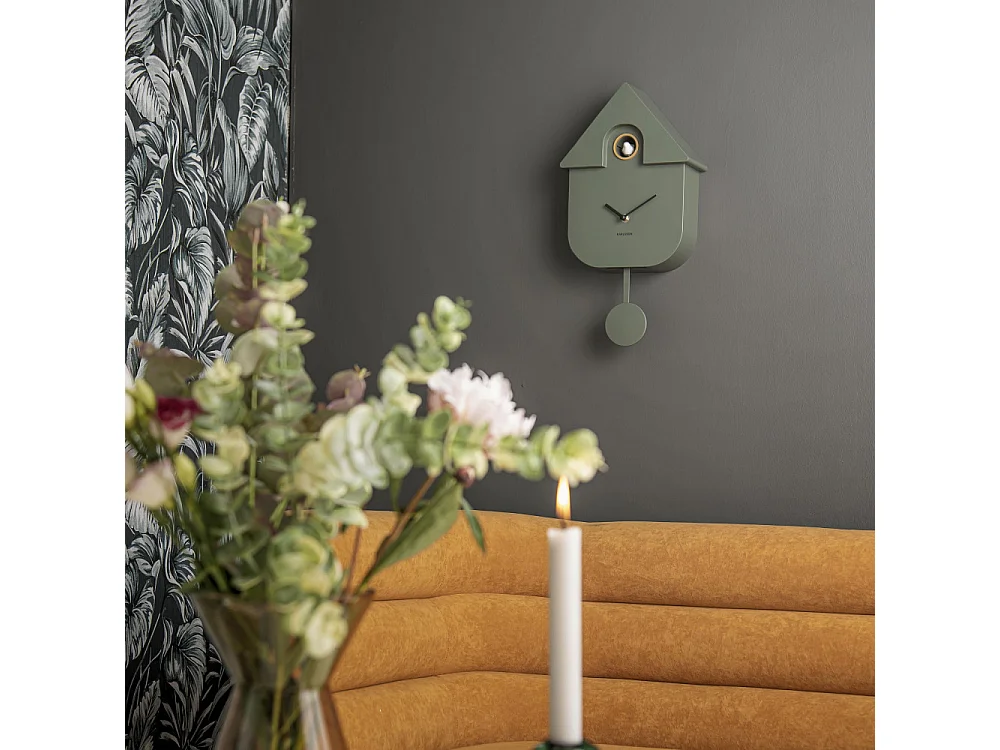 Horloge Coucou moderne H40cm Vert  Present Time