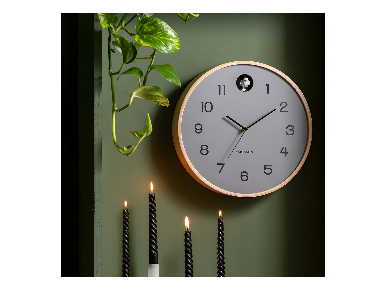 Zegar ścienny Naturalna Kukułka - Myszka szara - Ø31,5cm