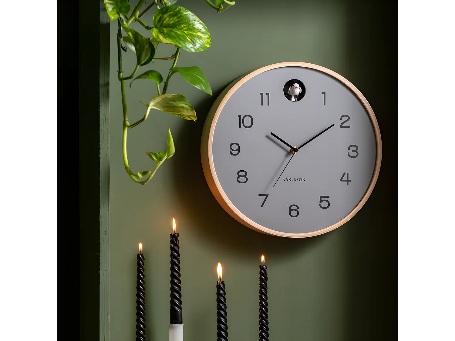 Horloge murale Natural Coucou D31,5cm Gris  Present Time