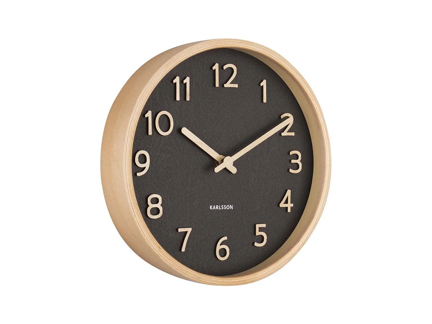 Zegar ścienny Pure Wood Grain Mały - Czarny - Ø22cm