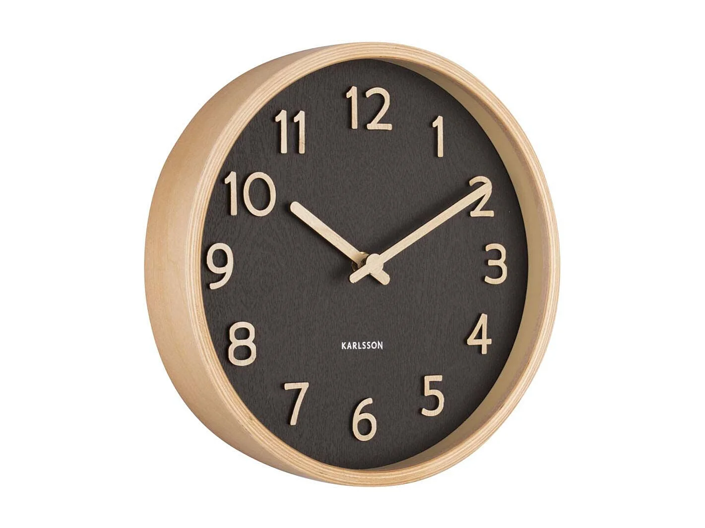 Zegar ścienny Pure Wood Grain Mały - Czarny - Ø22cm