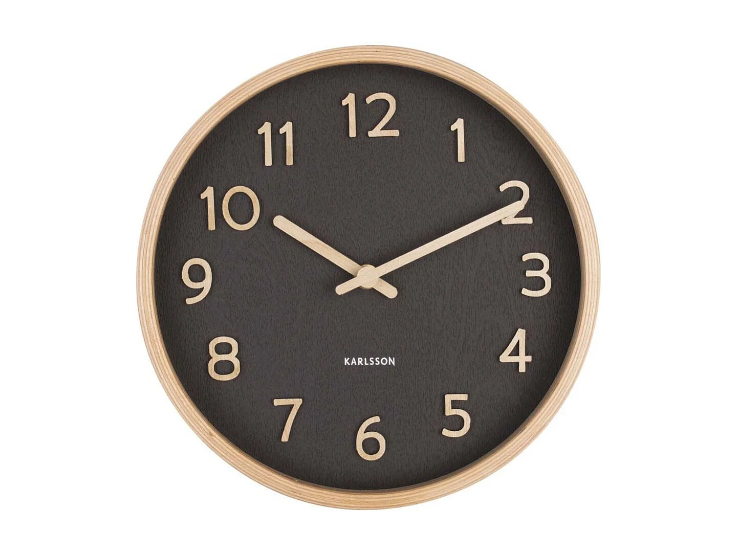 Zegar ścienny Pure Wood Grain Mały - Czarny - Ø22cm