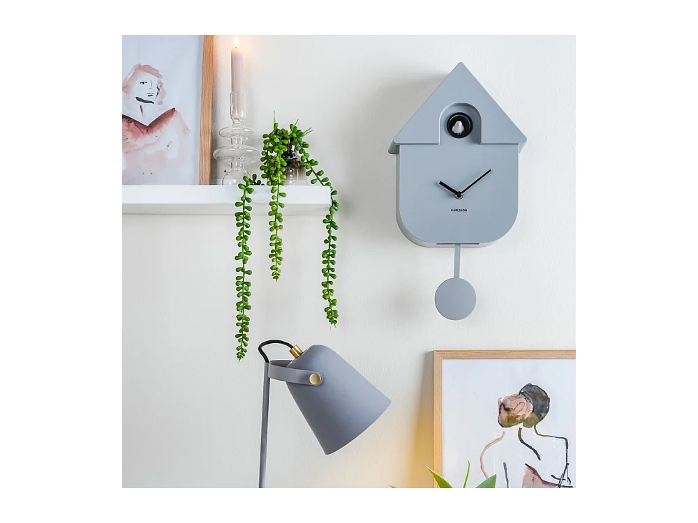 Horloge Coucou moderne H40cm Gris  Present Time