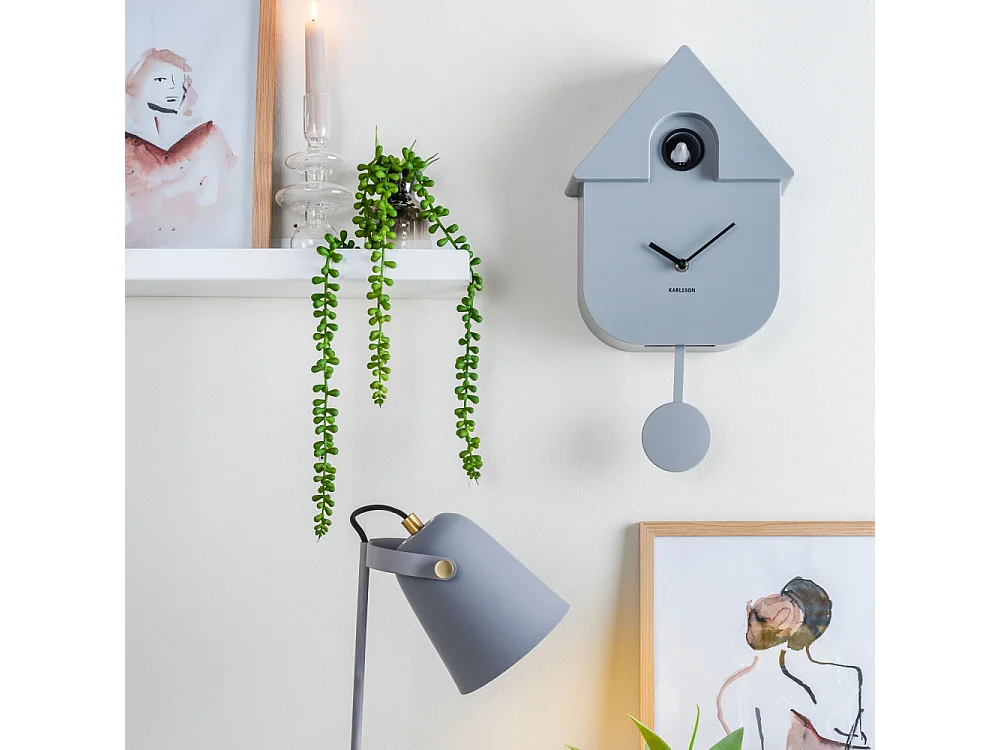 Horloge Coucou moderne H40cm Gris  Present Time