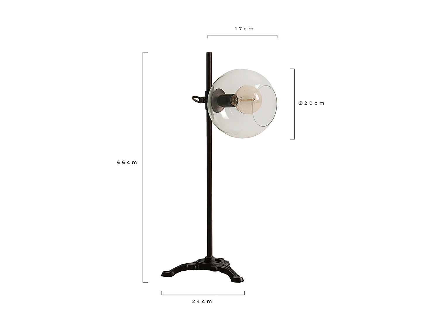 Lampe de salon en fer noir 26x26x66 cm