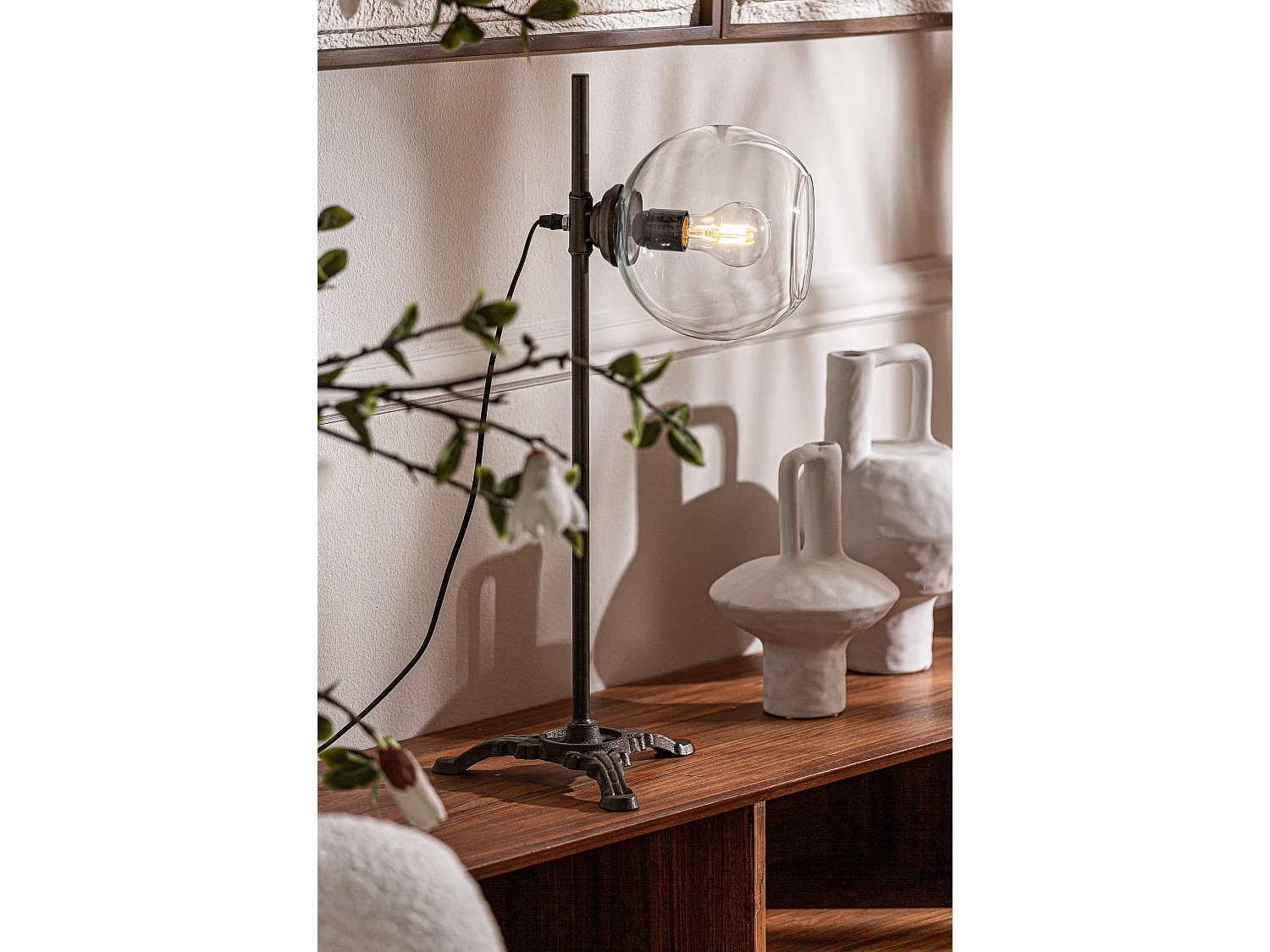 Lampe de salon en fer noir 26x26x66 cm