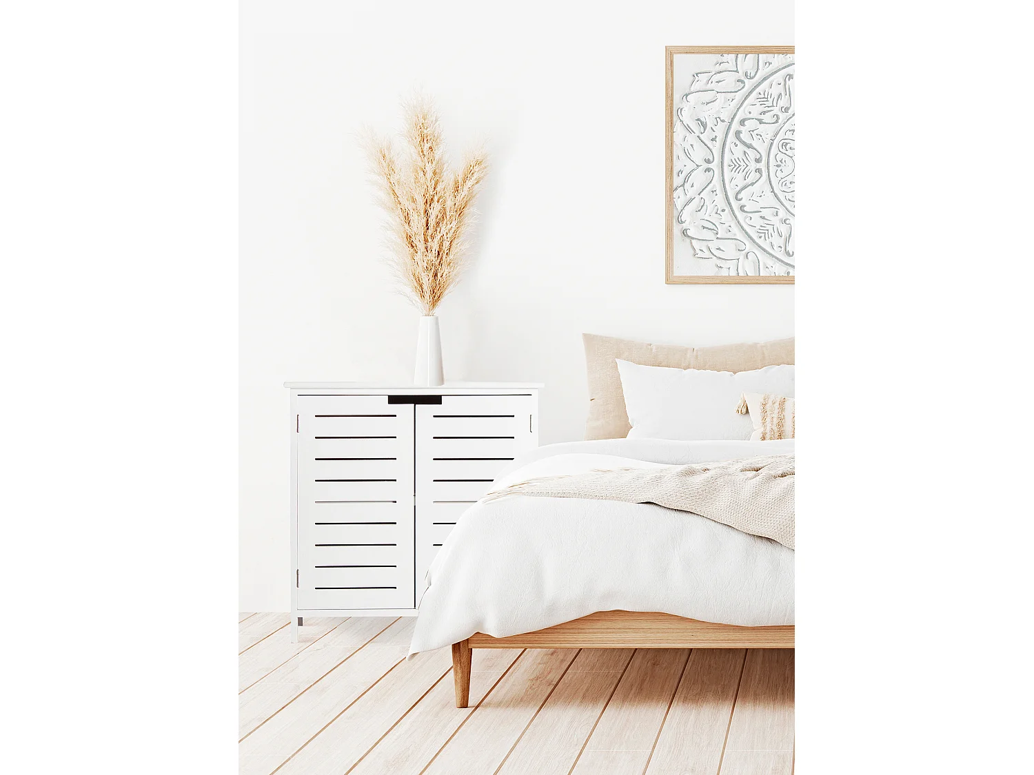 Table chevêt en bois de pin blanc 60x30x60 cm