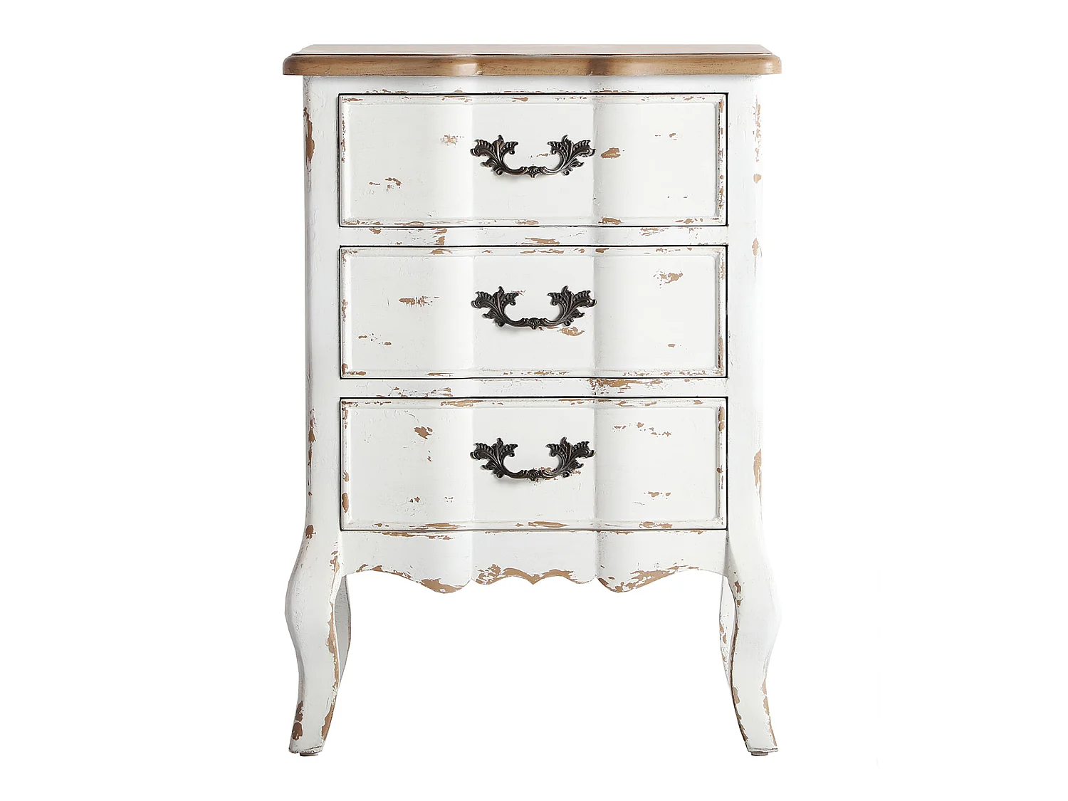 Table Chevêt en Bois de Sapin, de couleur Blanc Cassé, 50x40x71 cm