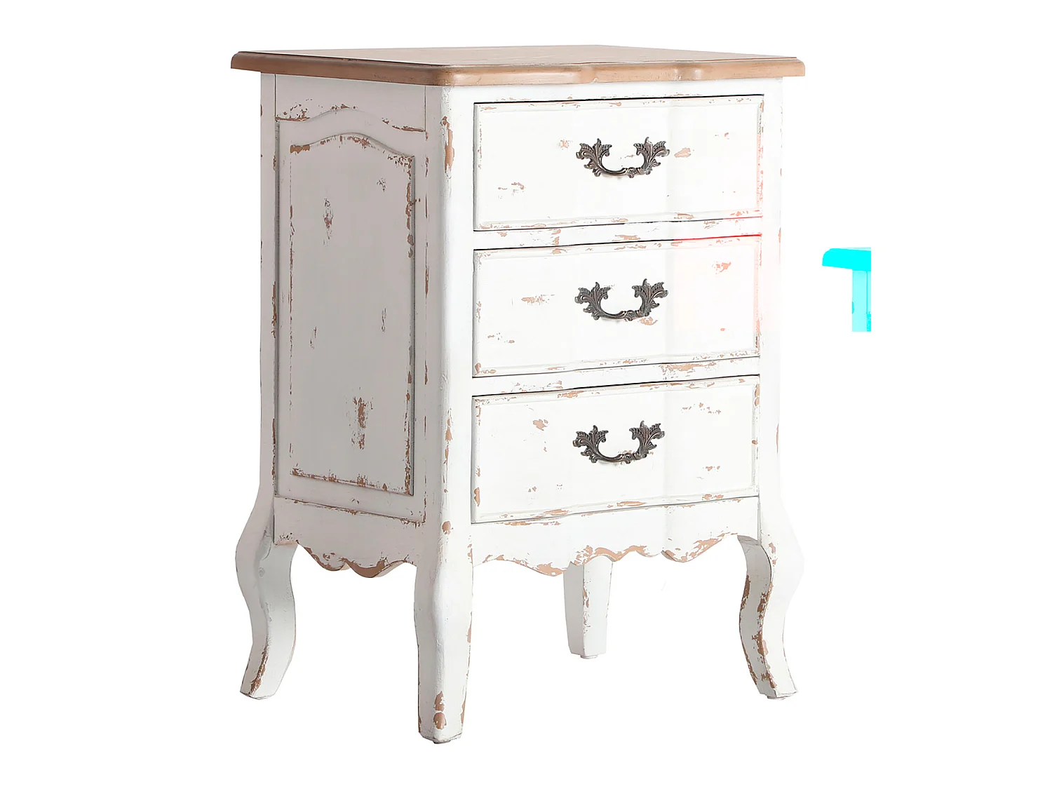 Table Chevêt en Bois de Sapin, de couleur Blanc Cassé, 50x40x71 cm