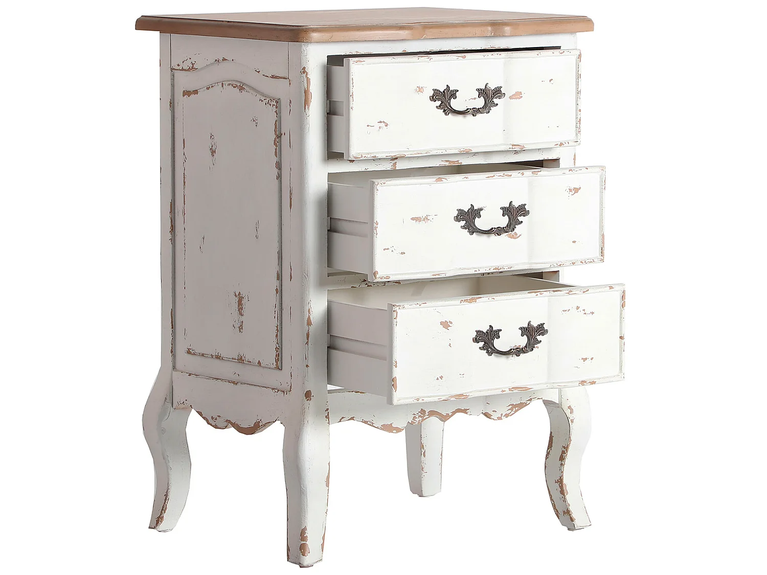 Table Chevêt en Bois de Sapin, de couleur Blanc Cassé, 50x40x71 cm