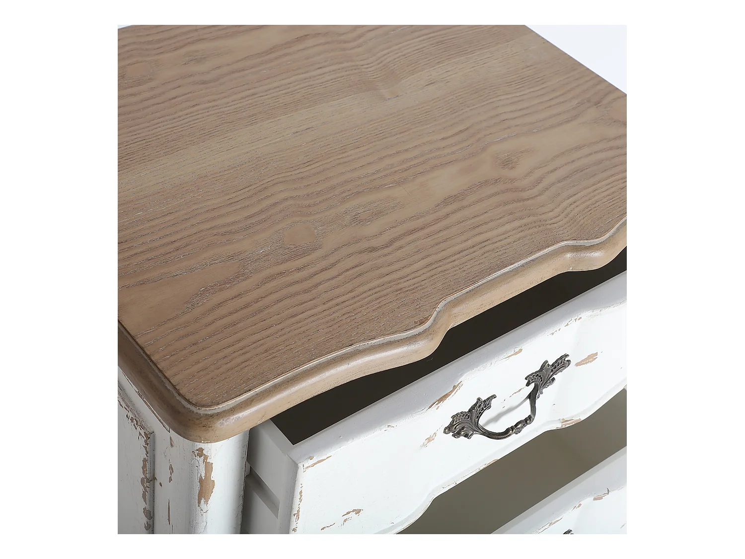 Table Chevêt en Bois de Sapin, de couleur Blanc Cassé, 50x40x71 cm