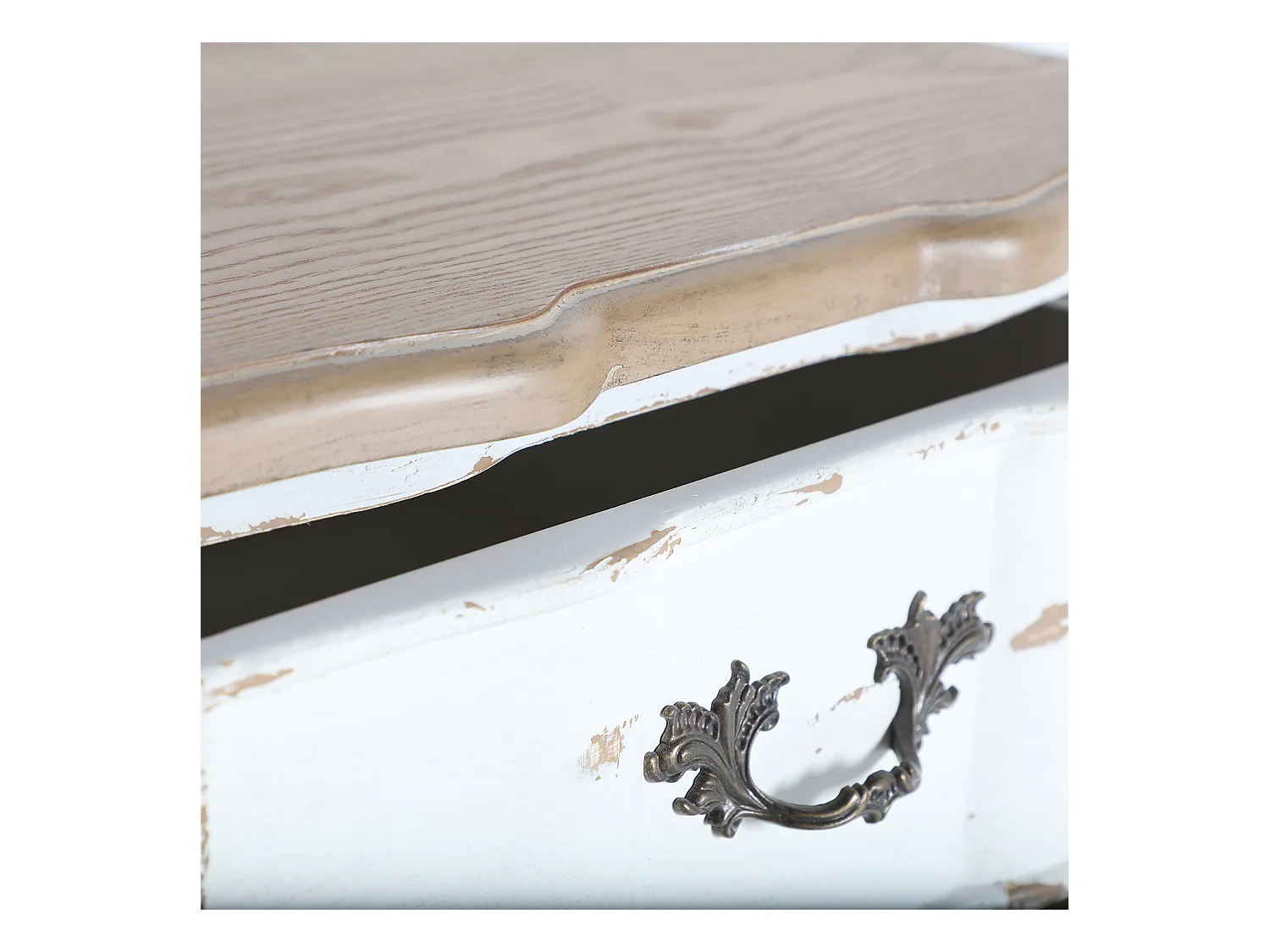 Table Chevêt en Bois de Sapin, de couleur Blanc Cassé, 50x40x71 cm