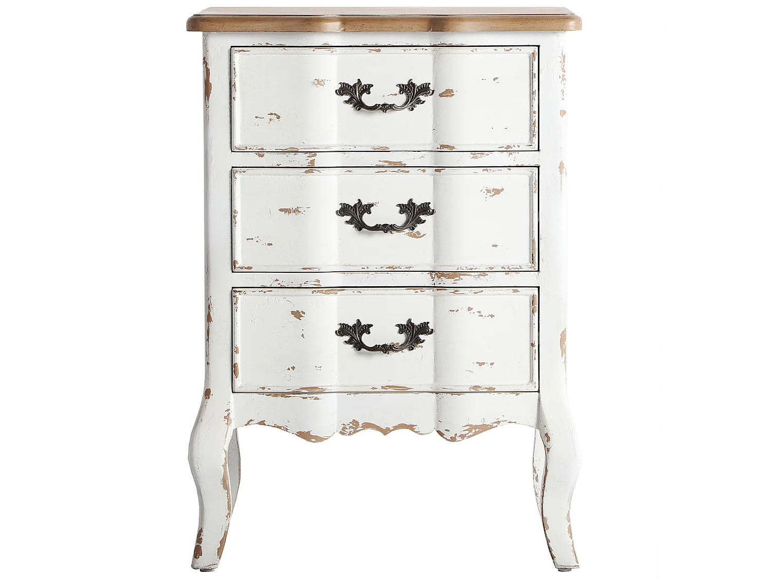 Table Chevêt en Bois de Sapin, de couleur Blanc Cassé, 50x40x71 cm