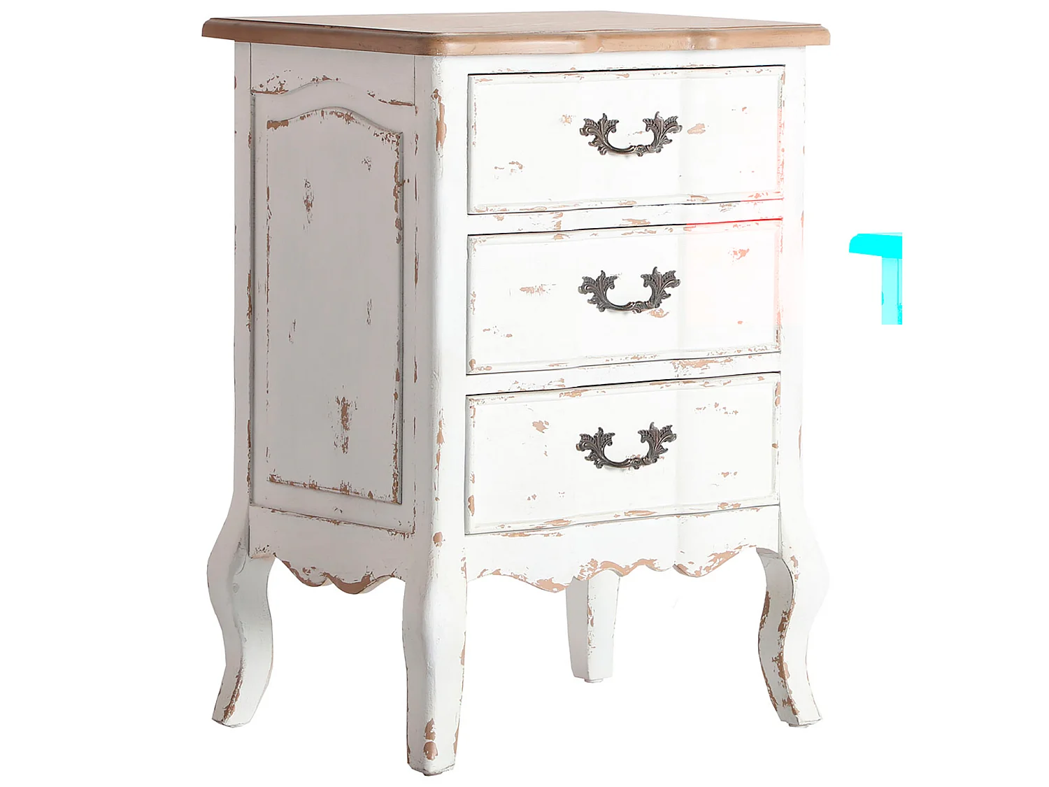 Table Chevêt en Bois de Sapin, de couleur Blanc Cassé, 50x40x71 cm