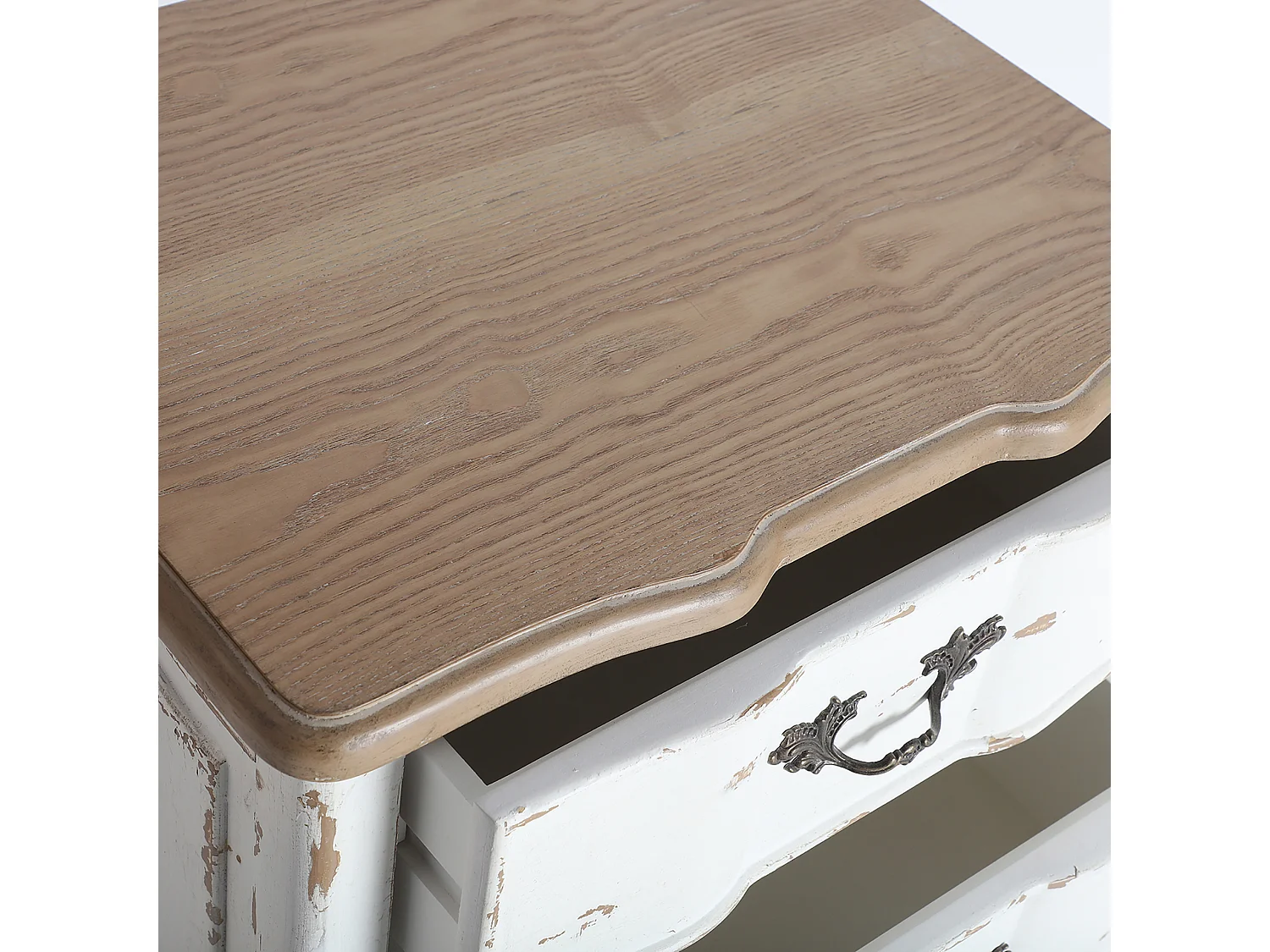 Table Chevêt en Bois de Sapin, de couleur Blanc Cassé, 50x40x71 cm