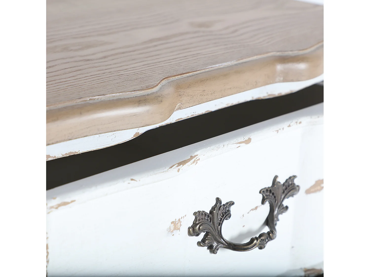 Table Chevêt en Bois de Sapin, de couleur Blanc Cassé, 50x40x71 cm