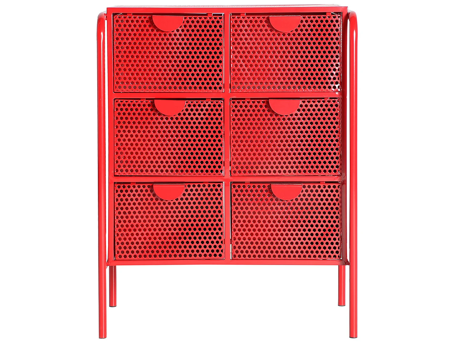 Mesita de noche de hierro en color rojo de 61x37x77cm