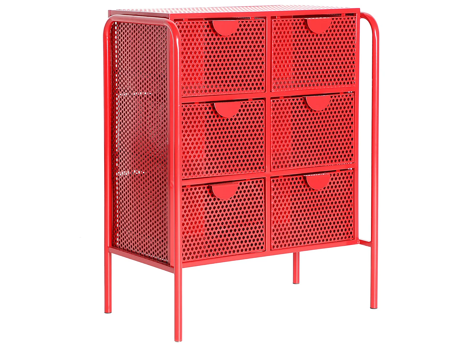Mesita de noche de hierro en color rojo de 61x37x77cm