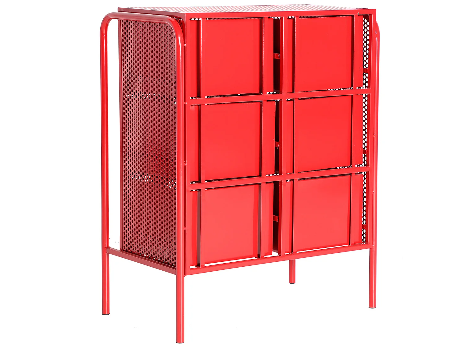 Mesita de noche de hierro en color rojo de 61x37x77cm