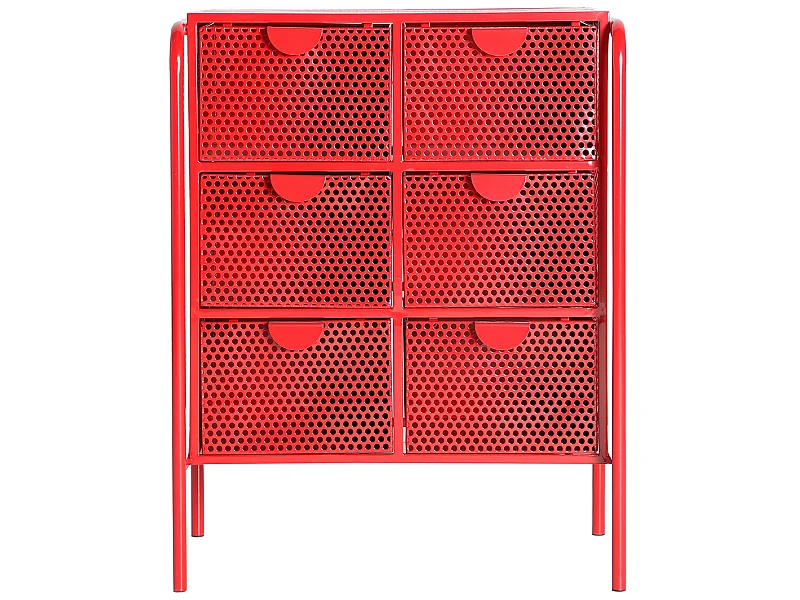 Mesita de noche de hierro en color rojo de 61x37x77cm