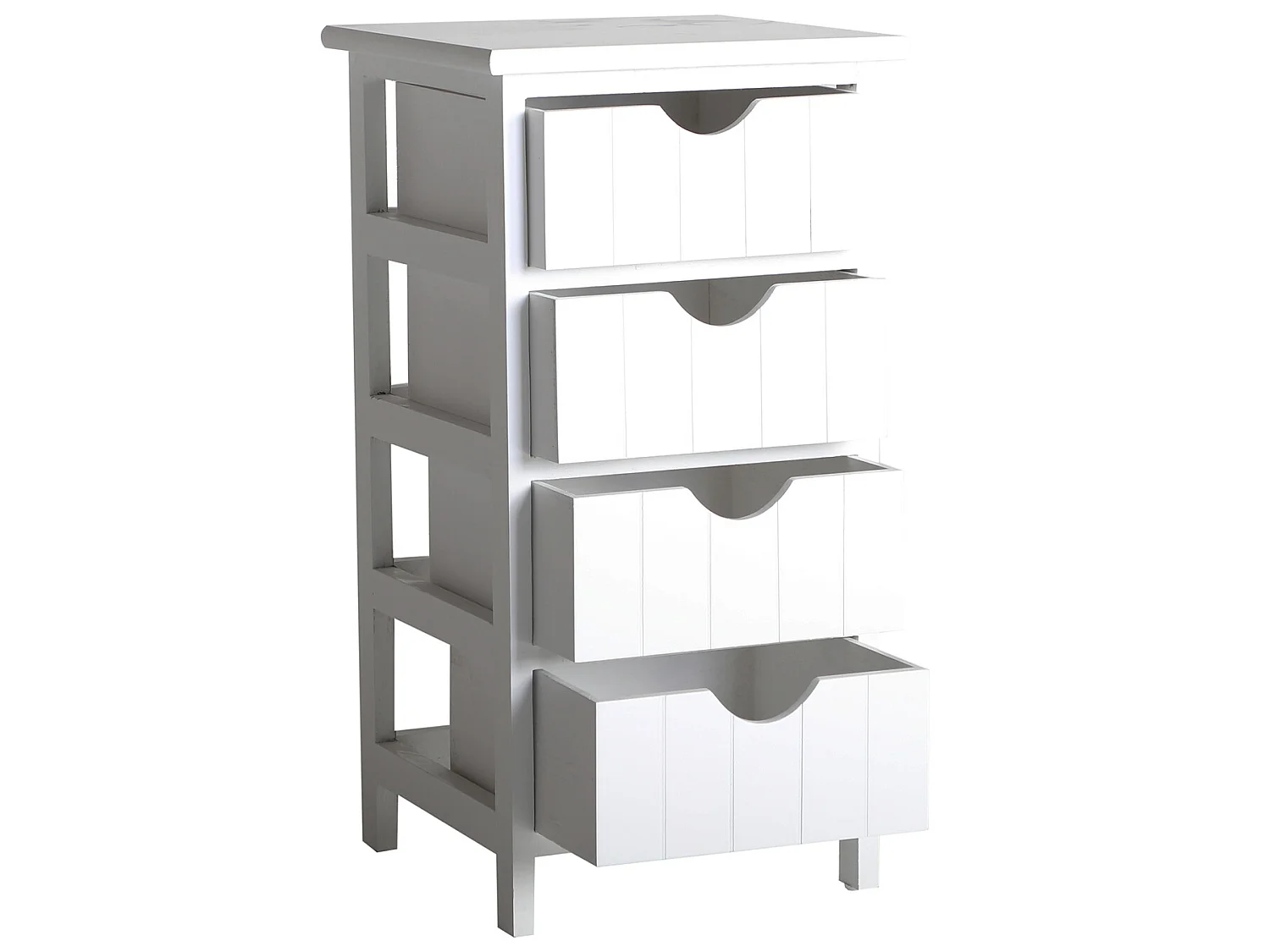 Table Chevêt en Bois de Paulownia, de couleur Blanc, 26x23x65 cm