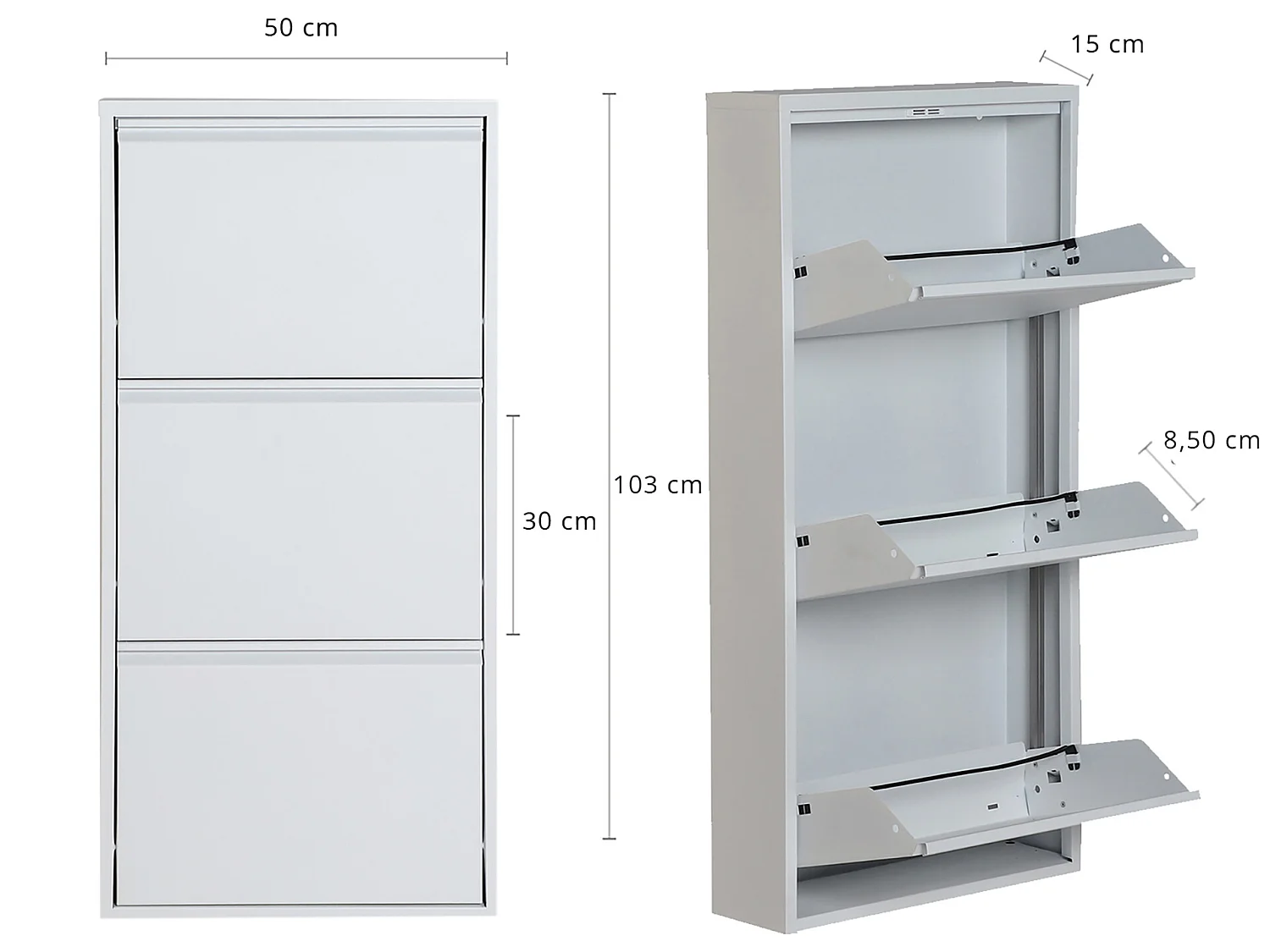 Range chaussures en acier blanc 50x15x103 cm