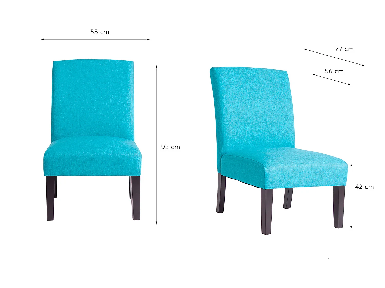Fauteuil crapaud en polyester turquoise 55x77x92 cm