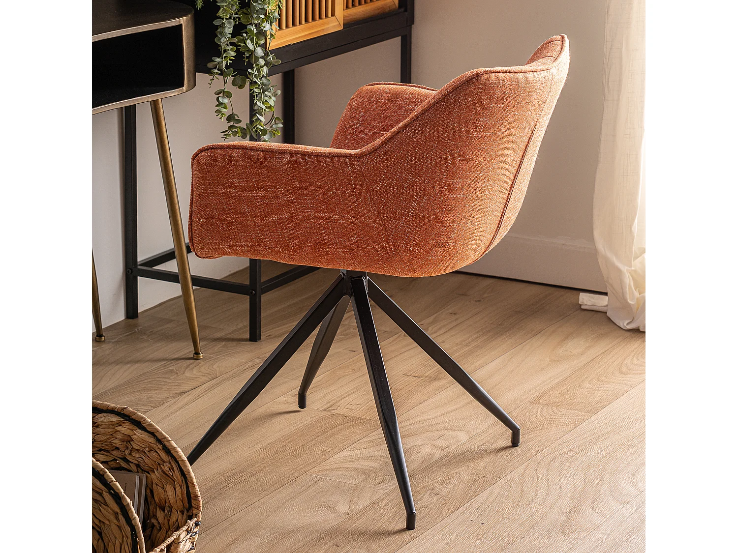 Chaise en polyester orange 63x62x81 cm