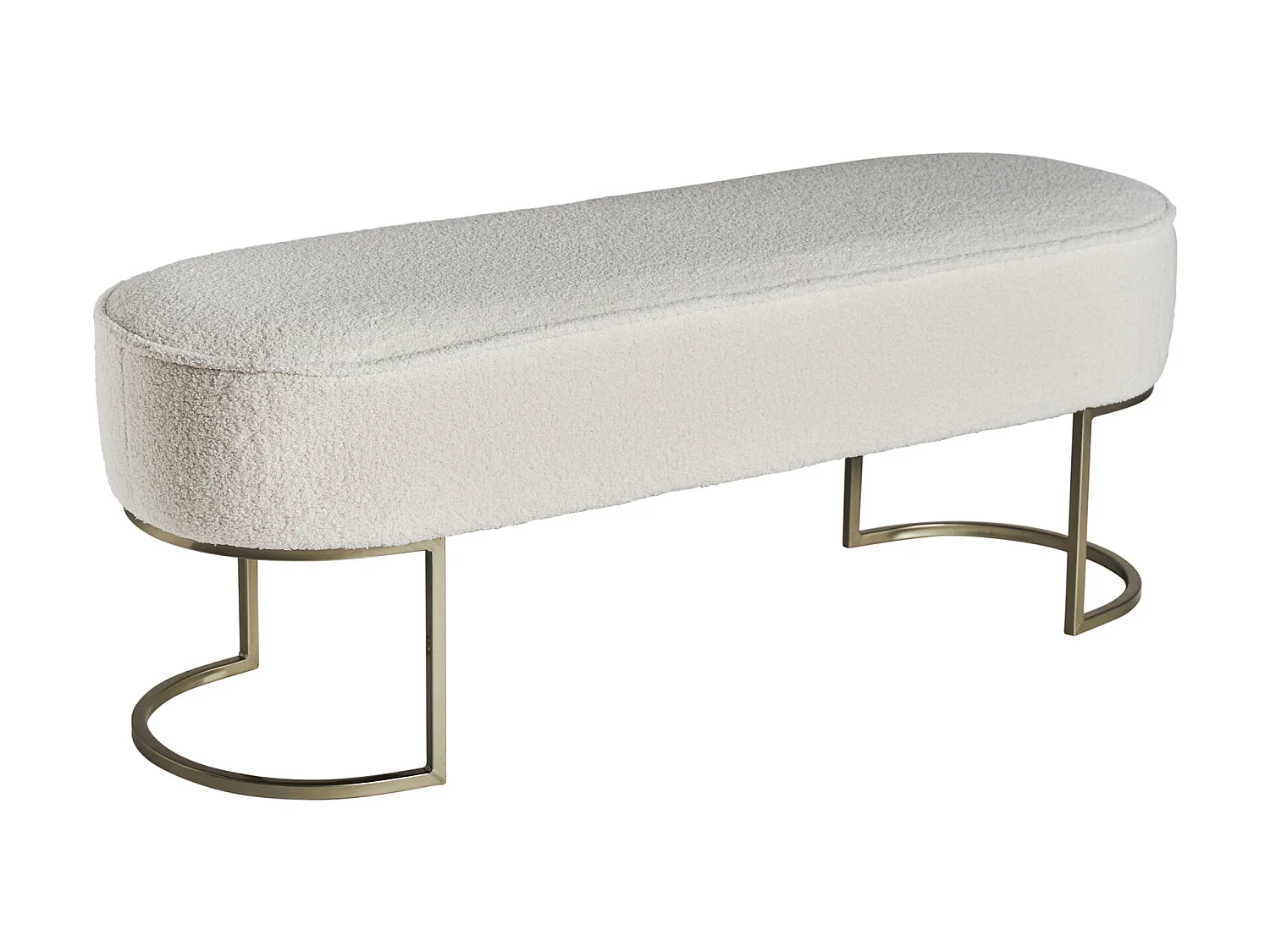 Pied de lit en coton bouclé blanc 121x41x44 cm