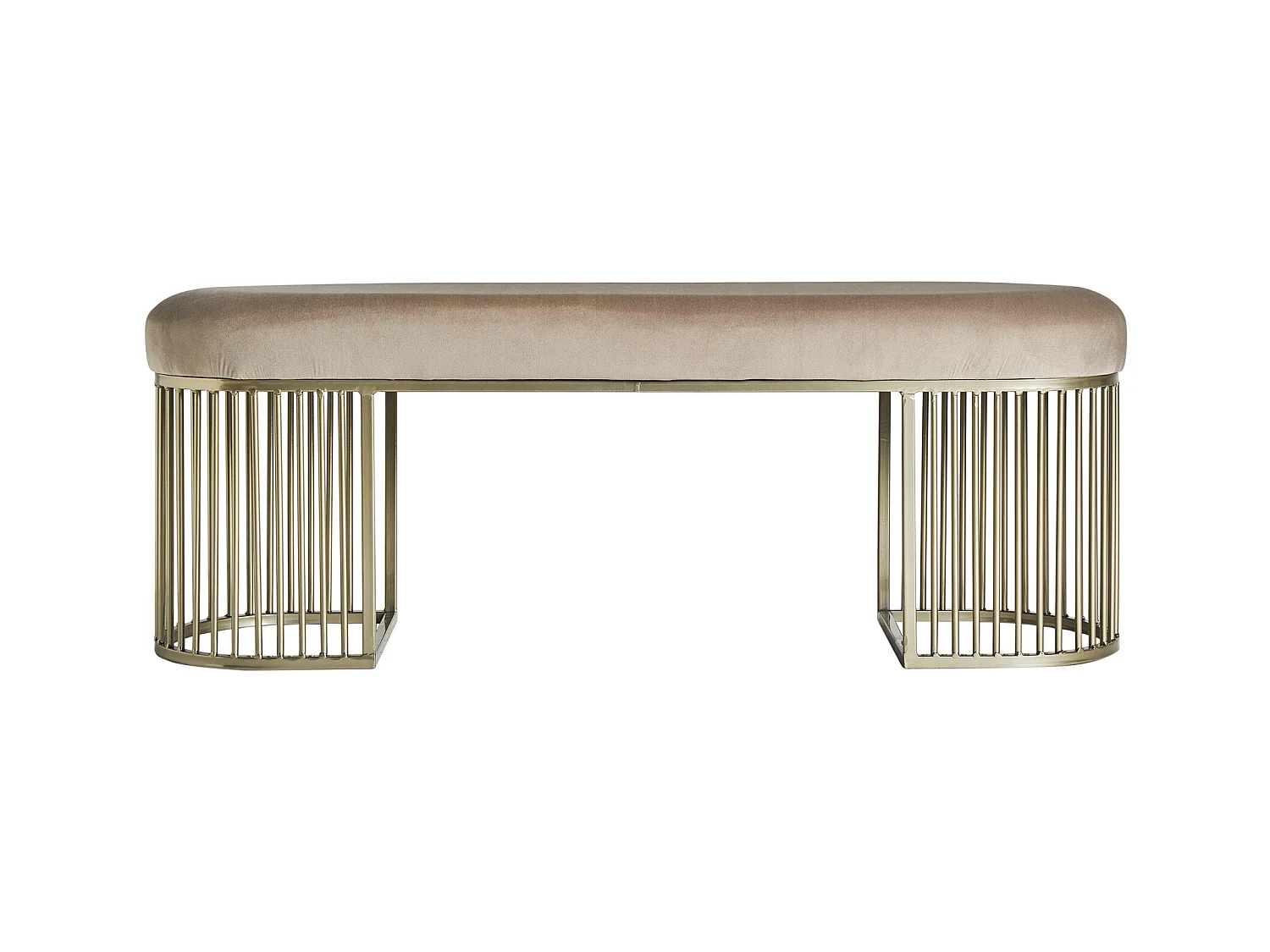 Pie de cama de terciopelo en color beige de 121x37x44cm