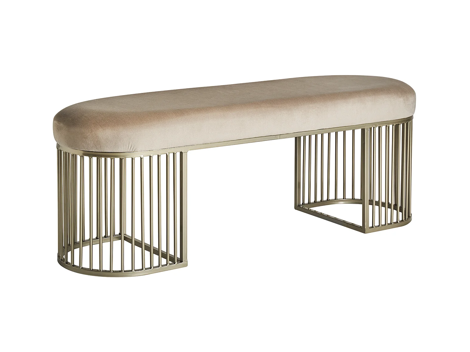 Pie de cama de terciopelo en color beige de 121x37x44cm