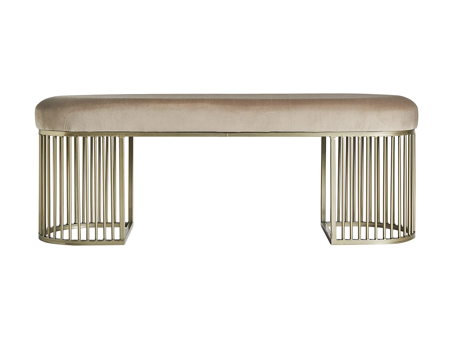 Pie de cama de terciopelo en color beige de 121x37x44cm