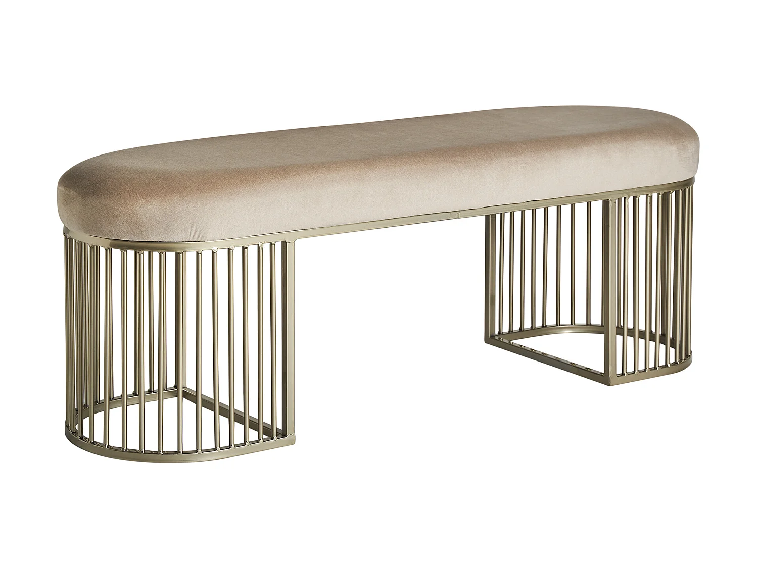 Pie de cama de terciopelo en color beige de 121x37x44cm