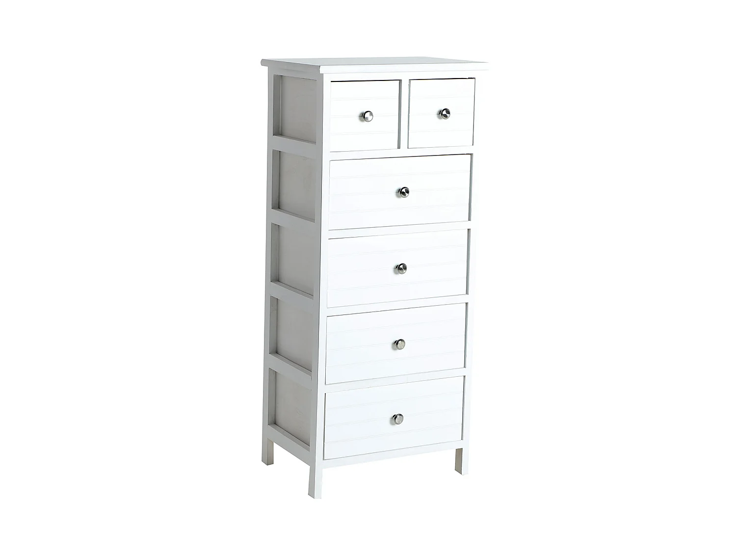 Chiffonier en Bois de Pin, de couleur Blanc, 40x29x90 cm