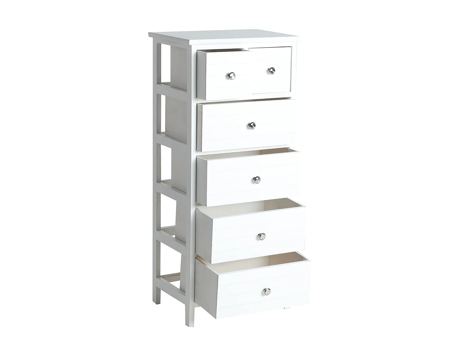 Chiffonier en Bois de Pin, de couleur Blanc, 40x29x90 cm
