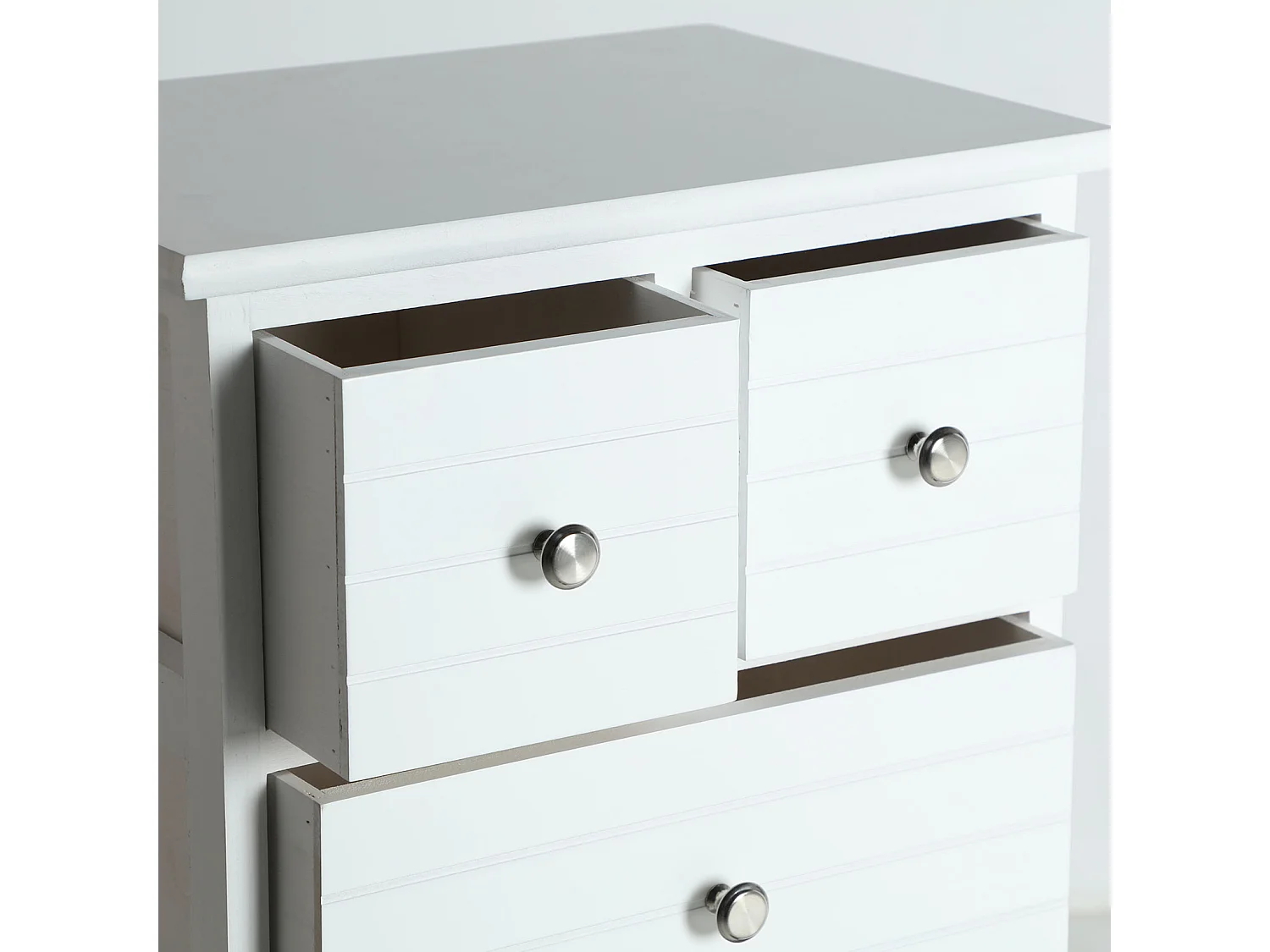 Chiffonier en Bois de Pin, de couleur Blanc, 40x29x90 cm