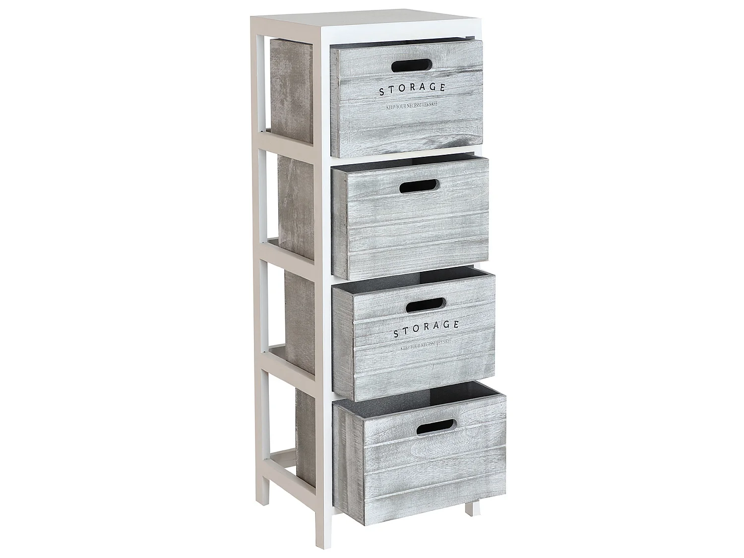 Multi tiroirs en bois de paulownia gris 32x27x91 cm