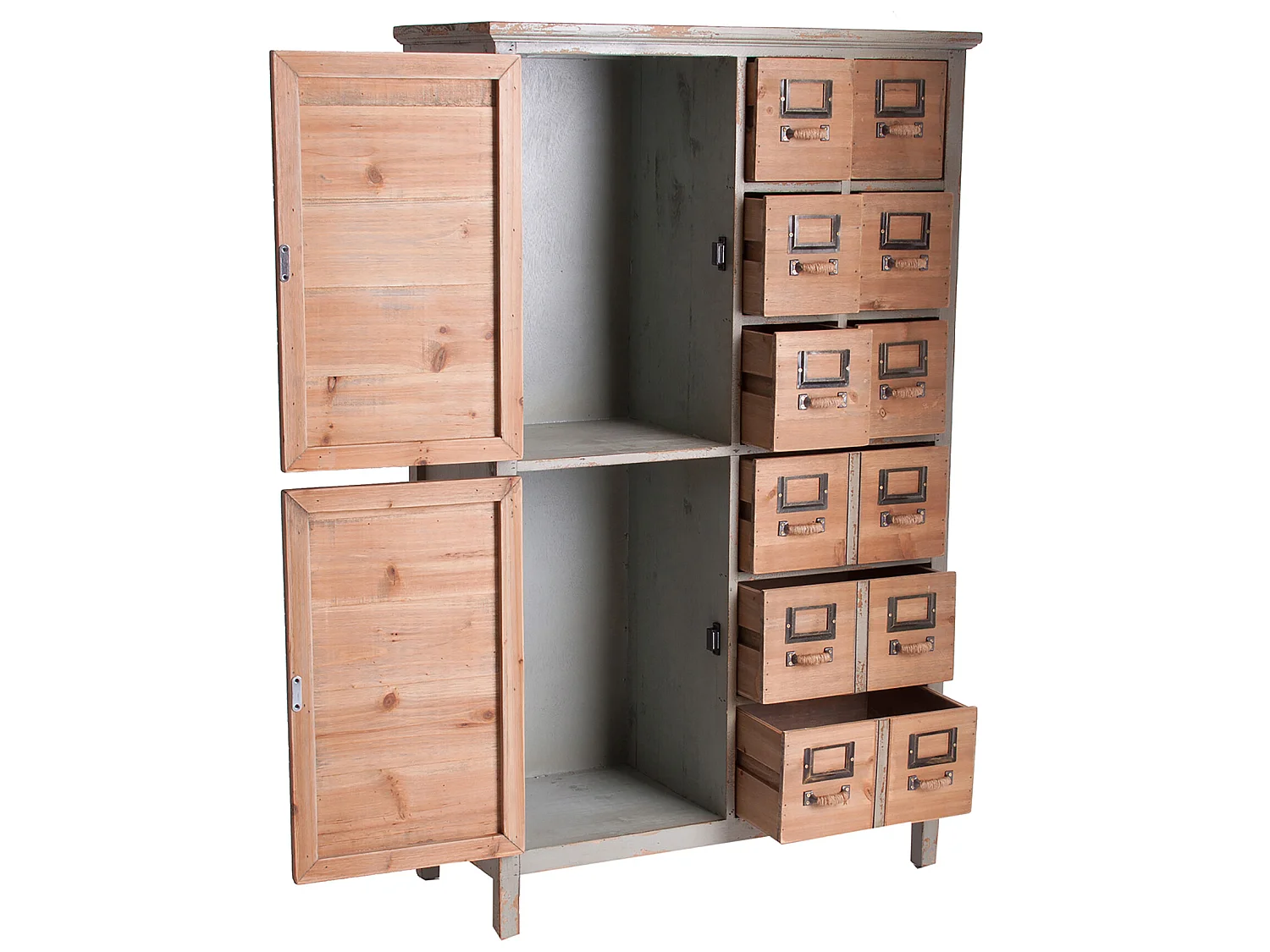 Multi tiroirs en bois de sapin marron 73x32x120 cm