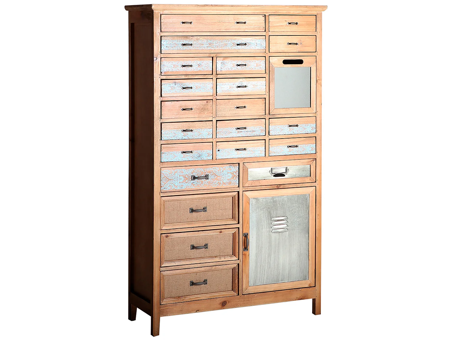 Multicajonera de madera de abeto en color marrón de 78x32x130cm