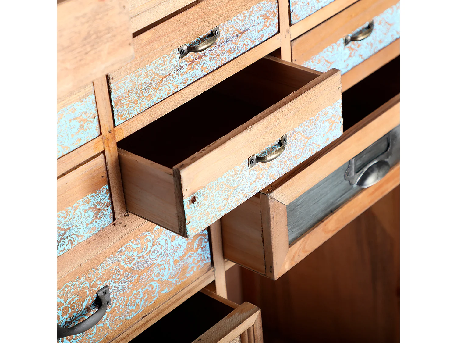 Multicajonera de madera de abeto en color marrón de 78x32x130cm