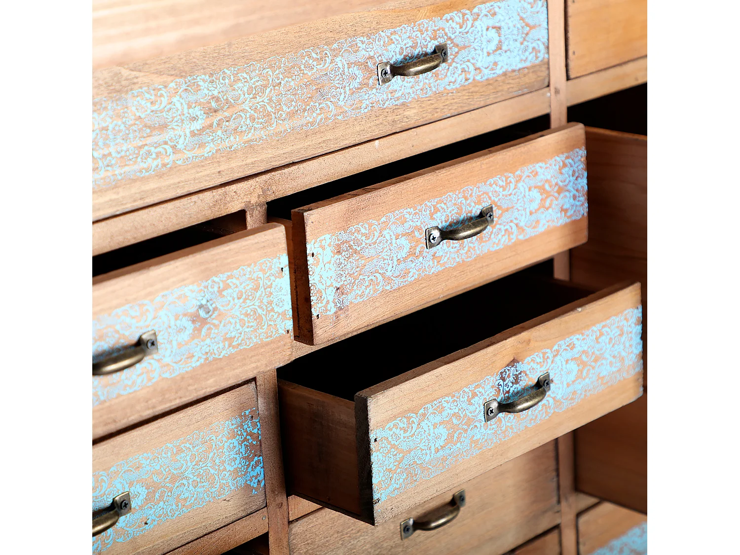 Multicajonera de madera de abeto en color marrón de 78x32x130cm