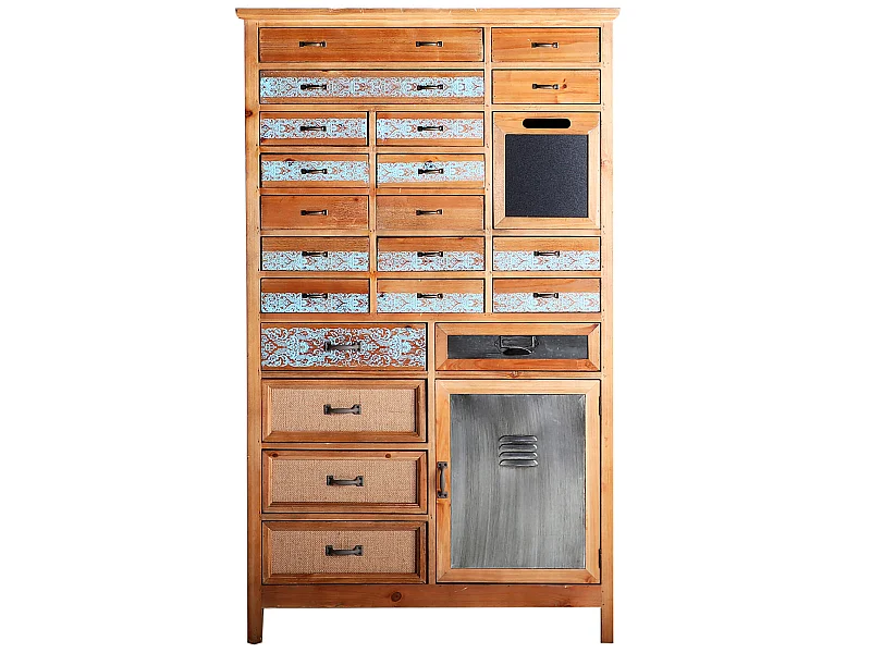 Multicajonera de madera de abeto en color marrón de 78x32x130cm