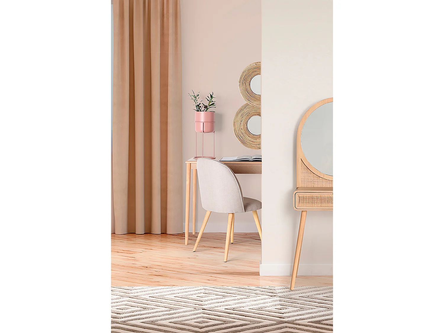 Miroir en bambou marron 72x8x64 cm