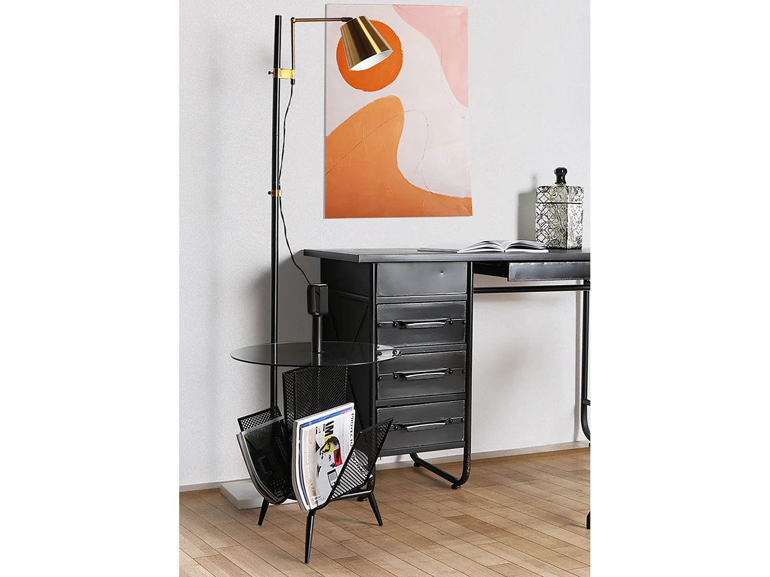 Pupitre en fer noir 120x50x77 cm