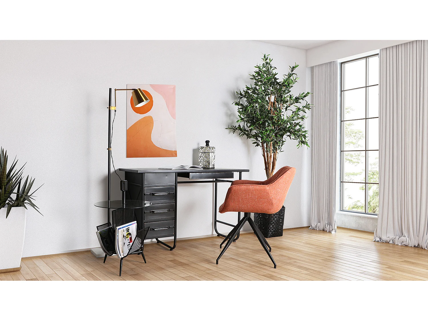 Pupitre en fer noir 120x50x77 cm