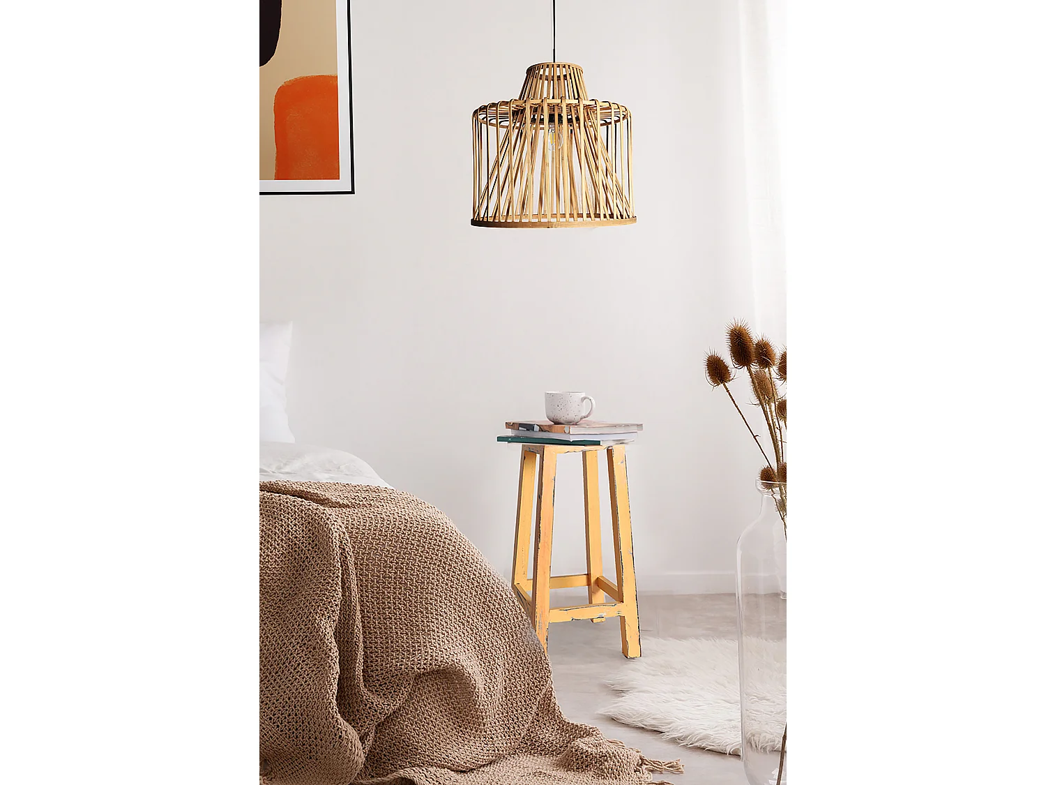 Lustre en bambou marron 46x46x44 cm
