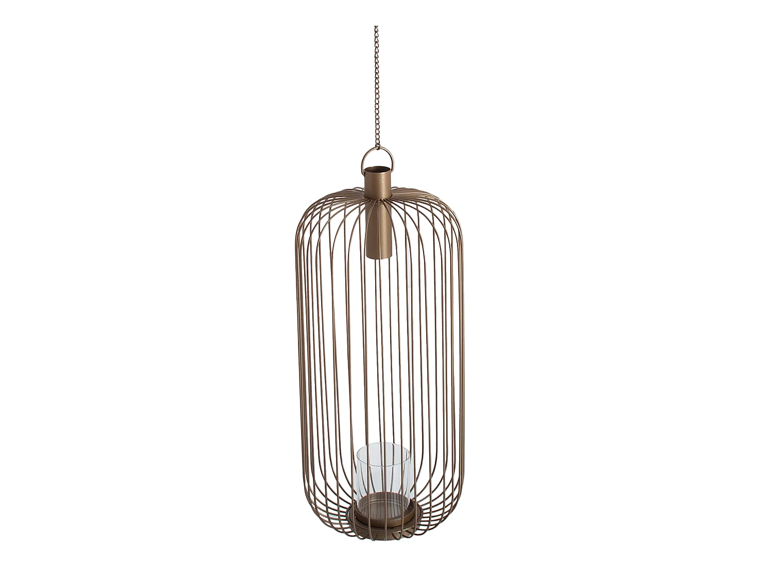 Portavela de hierro en color oro de 24x24x59cm